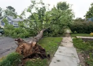 Fallen tree after storm damage
